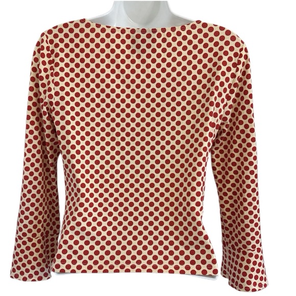 Reformation Cream and Red Polka Dot Blouse Ruched Bust Bell Sleeves Size S - Picture 3 of 5